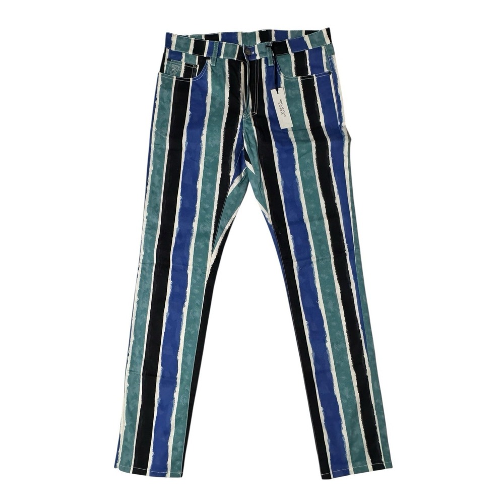 Versace Collection‎ Men's Striped Pants Size 32 Blue Cotton Stretch NWT